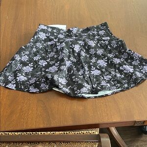 Floral Black Skirt with Lavender Blossoms